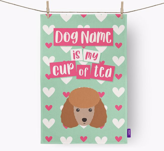 '{dogsName} is my cup of tea' Dish Towel with {breedFullName} Icon